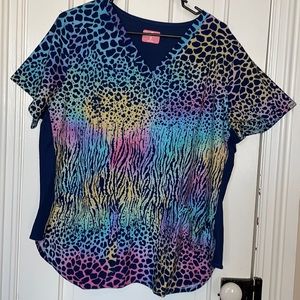NWT Multicolored Animal Print XL Ava Therese Scrub Top